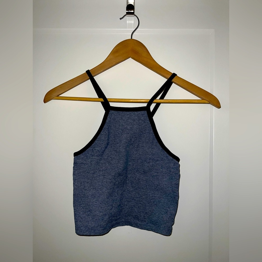 ZARA crop top. blue with white